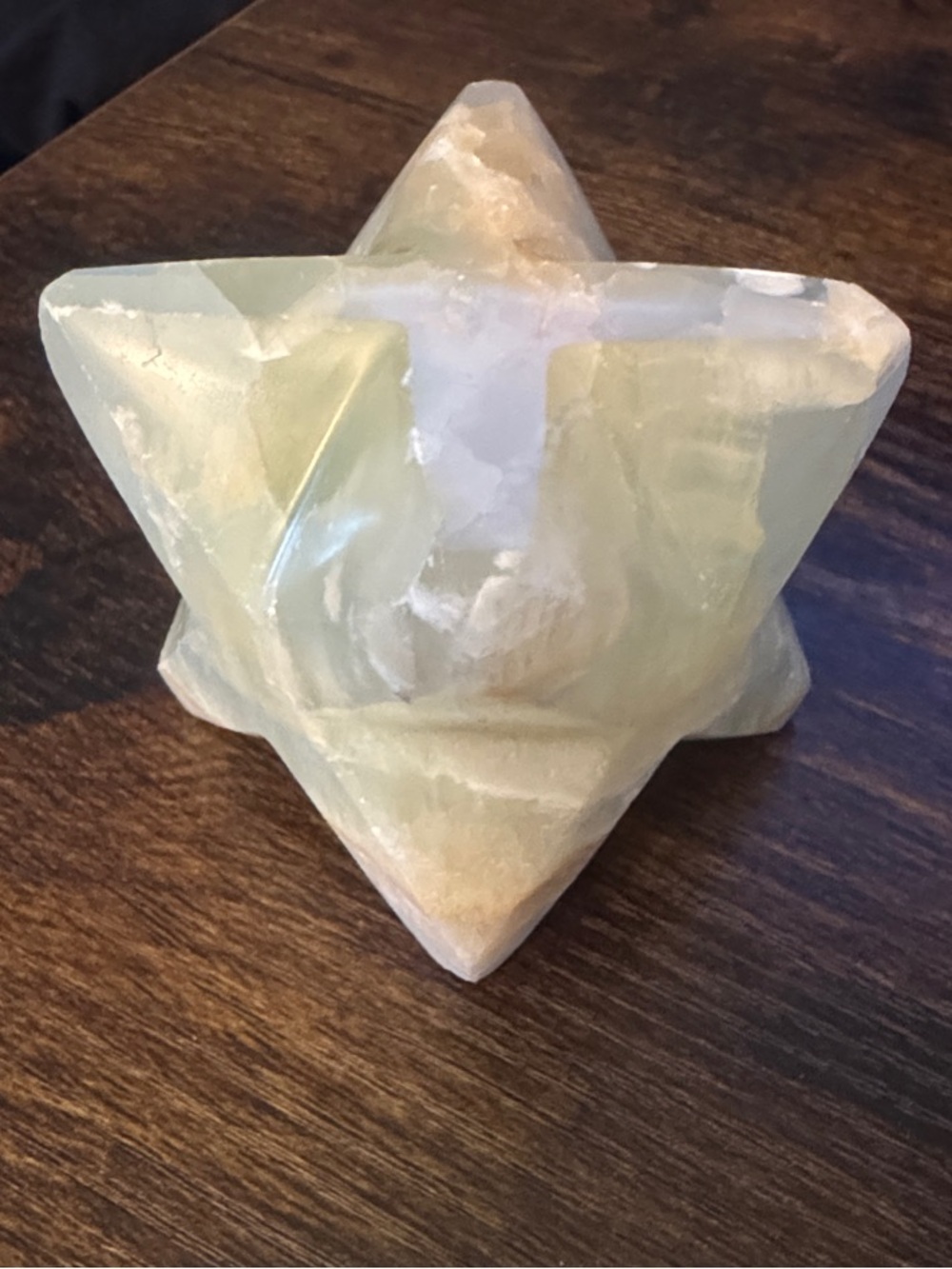 Decorative Light Jade Gemstone Merkaba Sculpture - Home Accents